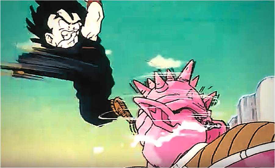 Gohan forcing the spit out of Dodoria