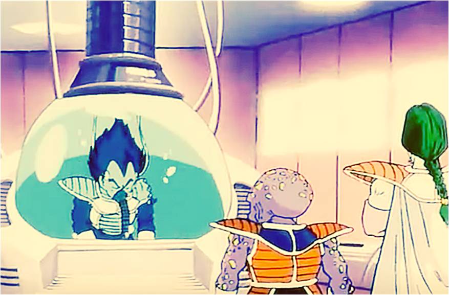 Vegeta is brought by Zarbon to be healed and for disclose the location of the remaining dragon balls.