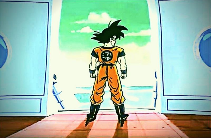 Goku lands on Namek