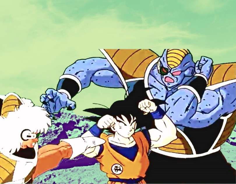 Goku fighting both Jeice and Burter
