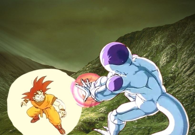 Frieza trapping Goku in an energy sphere