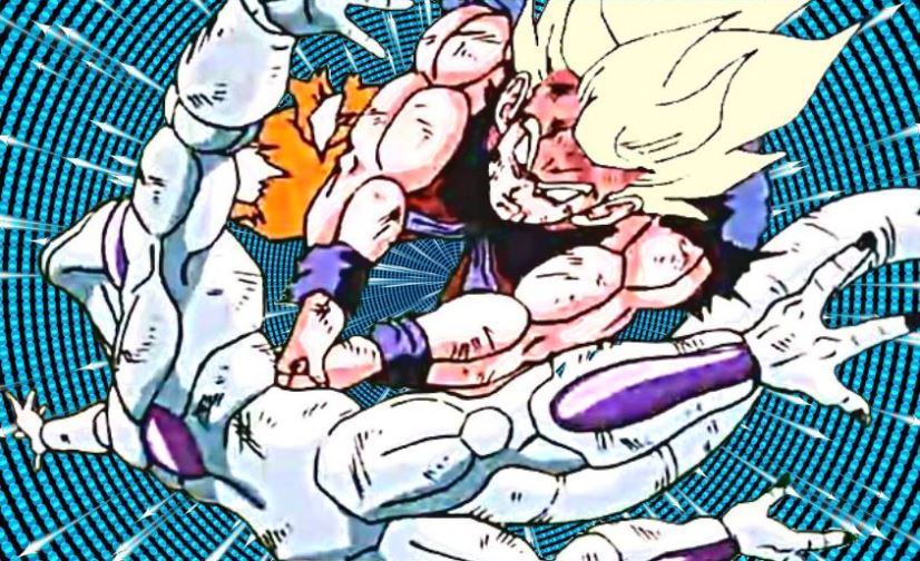 Frieza overwhelmed by Goku's power 